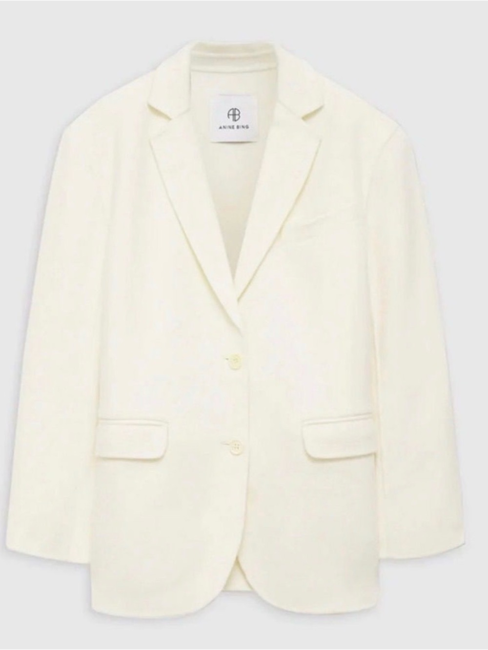 NEW Anine Bing Off White Linen Quinn Two-Button Blazer